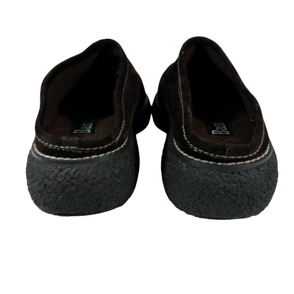 NWOT! BASS! ESPRESSO BROWN GENUINE LEATHER CREAM STITCHED CLOGS, MULES! SZ 7.5M - Picture 8 of 10
